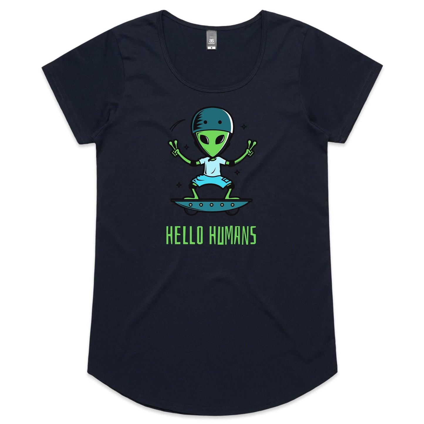 Hello Humans, Alien - Womens Scoop Neck T-Shirt