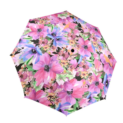 Bright Pink Floral - Semi-Automatic Foldable Umbrella Semi-Automatic Foldable Umbrella