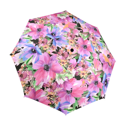 Bright Pink Floral - Semi-Automatic Foldable Umbrella Semi-Automatic Foldable Umbrella Printed Offshore