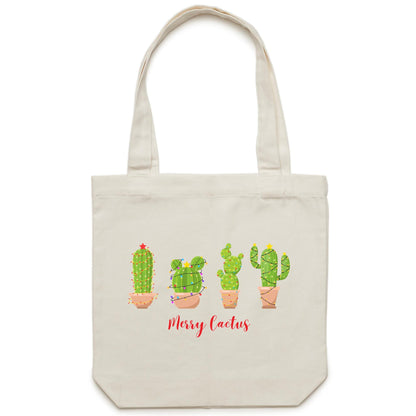 Merry Cactus, Christmas - Canvas Tote Bag