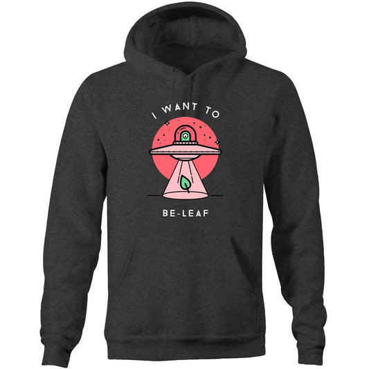 I Want To Be-Leaf, UFO - Pocket Hoodie Sweatshirt Asphalt Marle Hoodie Sci Fi