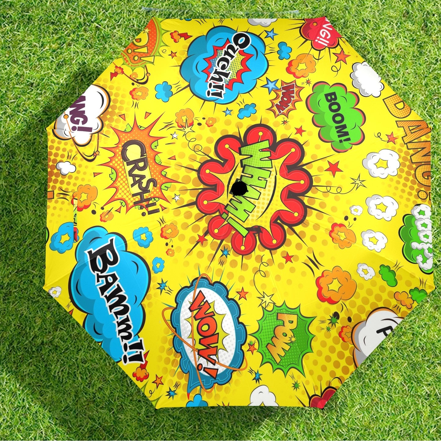 Comic Book Yellow - Semi-Automatic Foldable Umbrella Semi-Automatic Foldable Umbrella