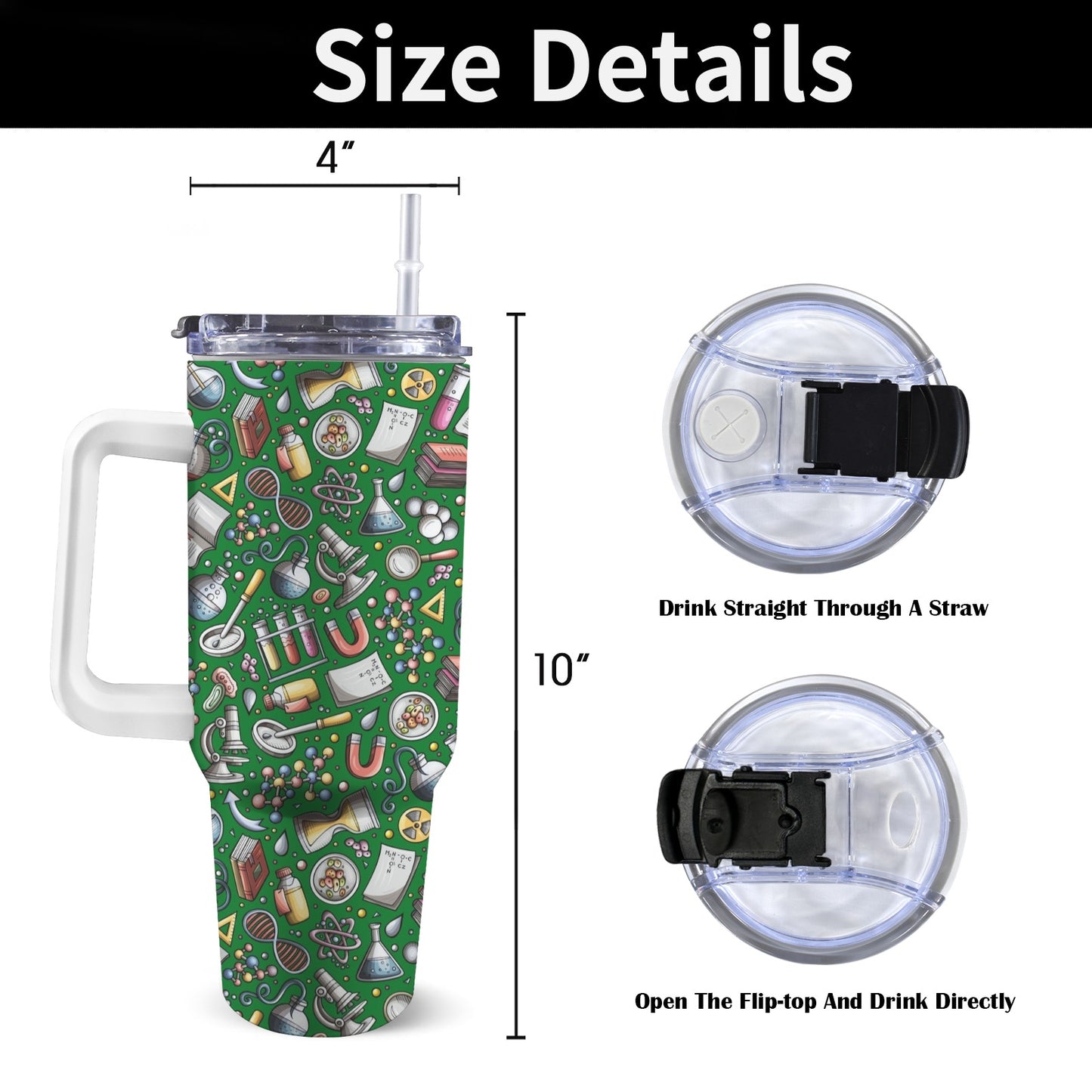 Science Love - 40oz Tumbler with White Handle