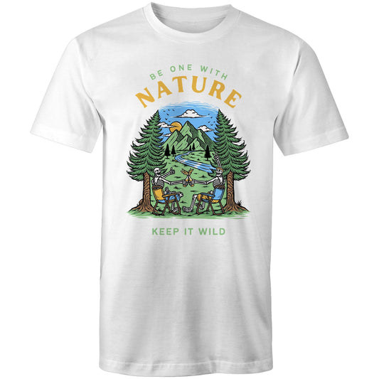 Be One With Nature, Skeleton - Mens T-Shirt White Mens T-shirt Environment Summer