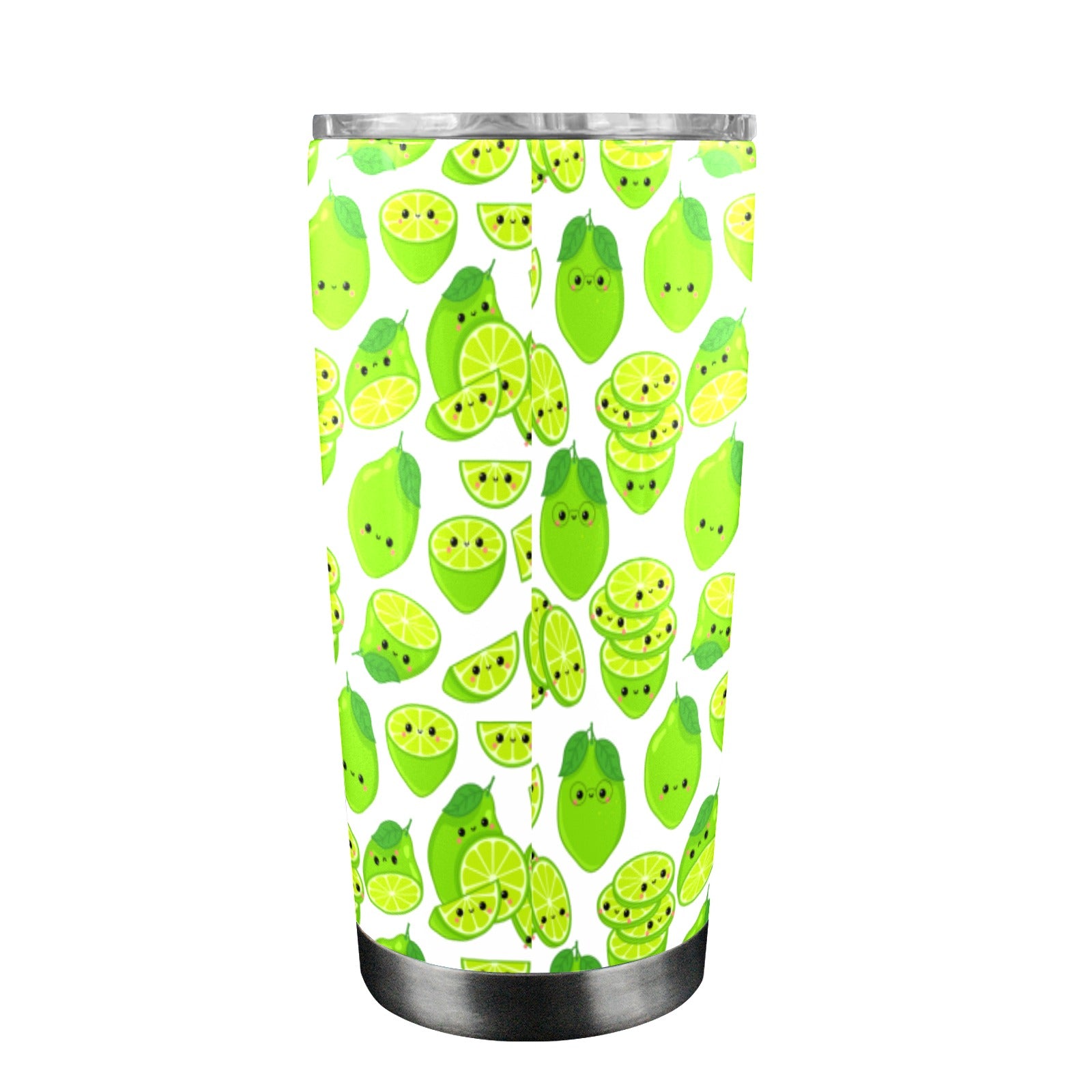 Cute Limes - 20oz Travel Mug with Clear Lid Clear Lid Travel Mug Food Printed Offshore