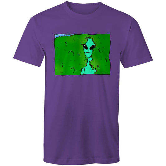 Alien Backing Into Hedge Meme - Mens T-Shirt Purple Mens T-shirt Funny Sci Fi