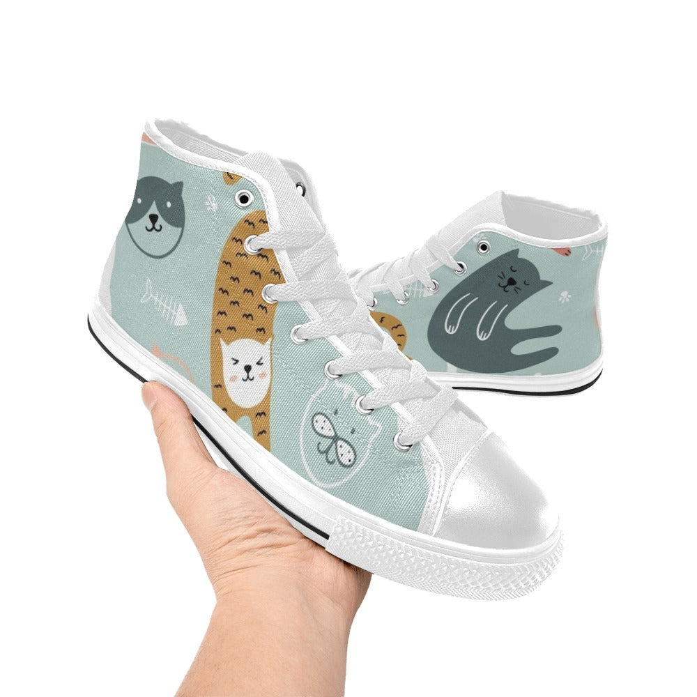 Cat Stretch - Kids' High Top Canvas Shoes