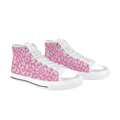 Pink Leopard - Men's High Top Canvas Shoes