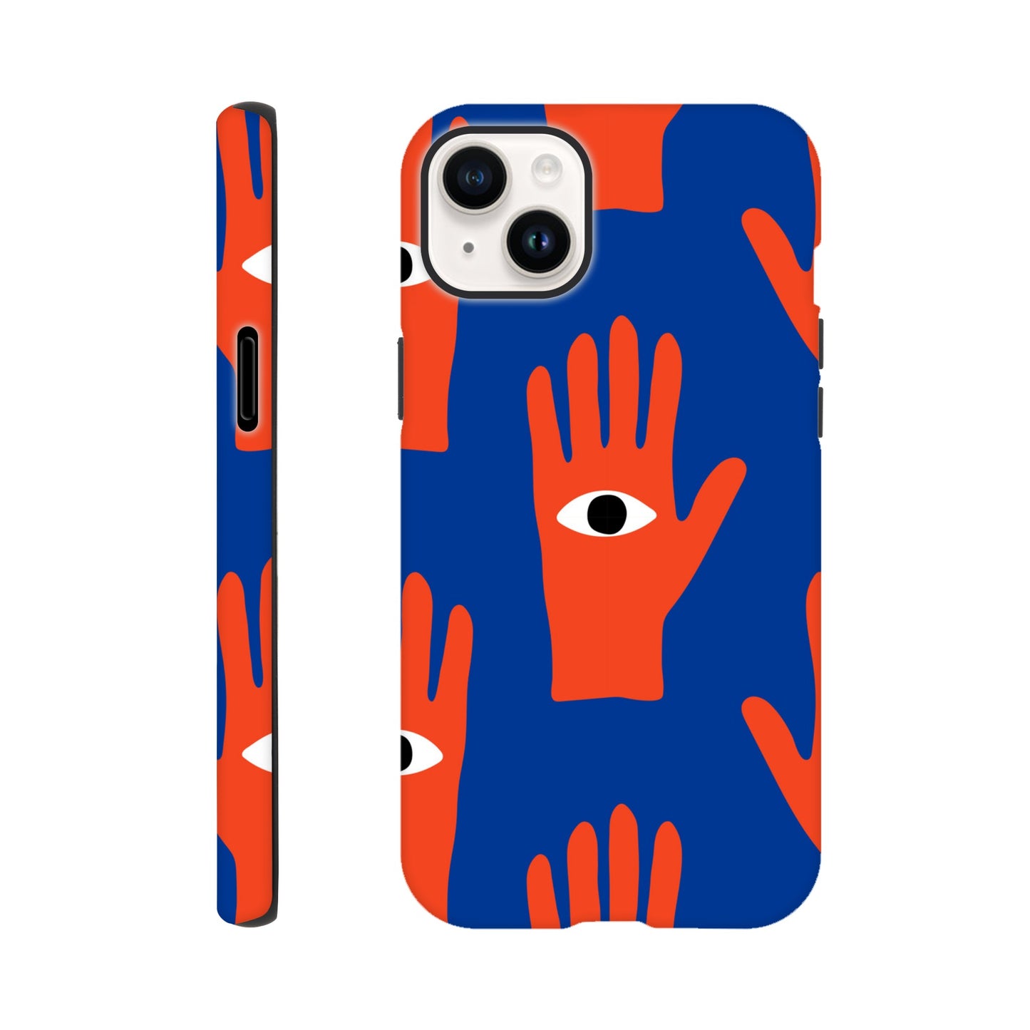 Hand Eyes - Phone Tough Case iPhone 14 Plus Phone Case Globally Fulfilled