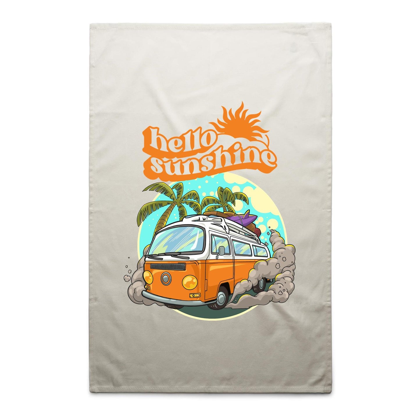 Hello Sunshine, Beach Van - AS Colour Tea Towel