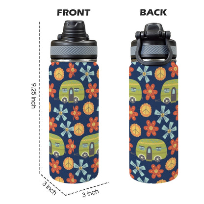 Hippy Caravan - Insulated Water Bottle with Dual-Use Lid (18oz) Insulated Water Bottle with Dual-Use Lid (18oz) Printed Offshore