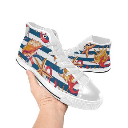 Nautical Life - Women's High Top Canvas Shoes