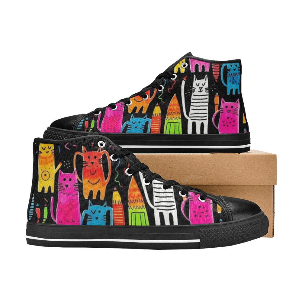 Colourful Cats - Women's High Top Canvas Shoes