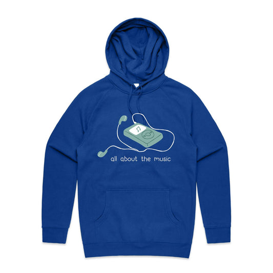 All About The Music, Music Player - Supply Hood Bright Royal Mens Supply Hoodie music retro tech