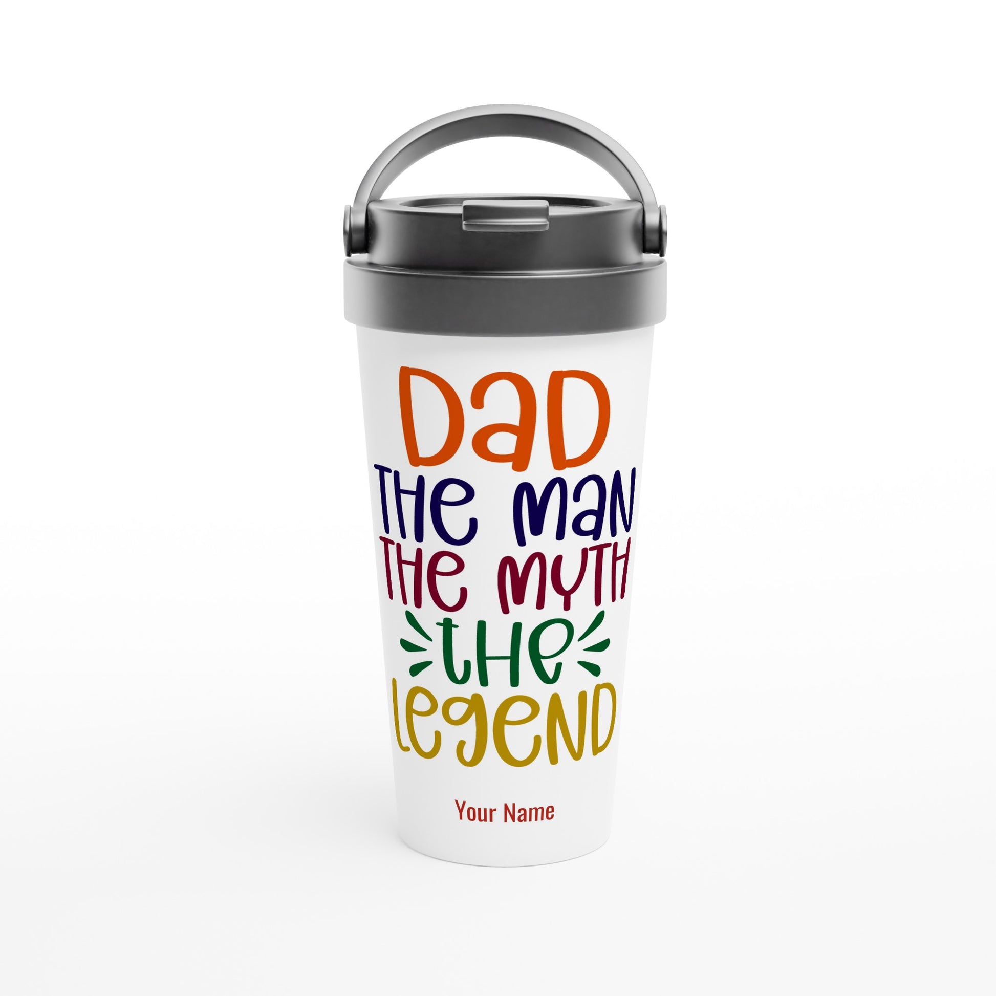 Personalised - Dad, The Man, The Myth, The Legend - White 15oz Stainless Steel Travel Mug Default Title Personalised Travel Mug dad funny