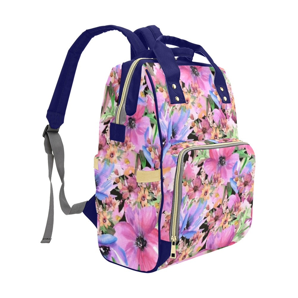 Bright Pink Floral - Multifunction Backpack Multifunction Backpack Plants Printed Offshore