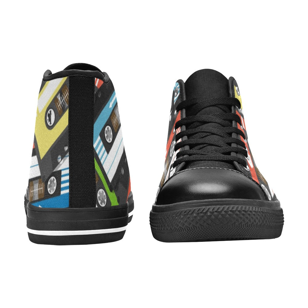 Cassette Tapes - Women's High Top Canvas Shoes