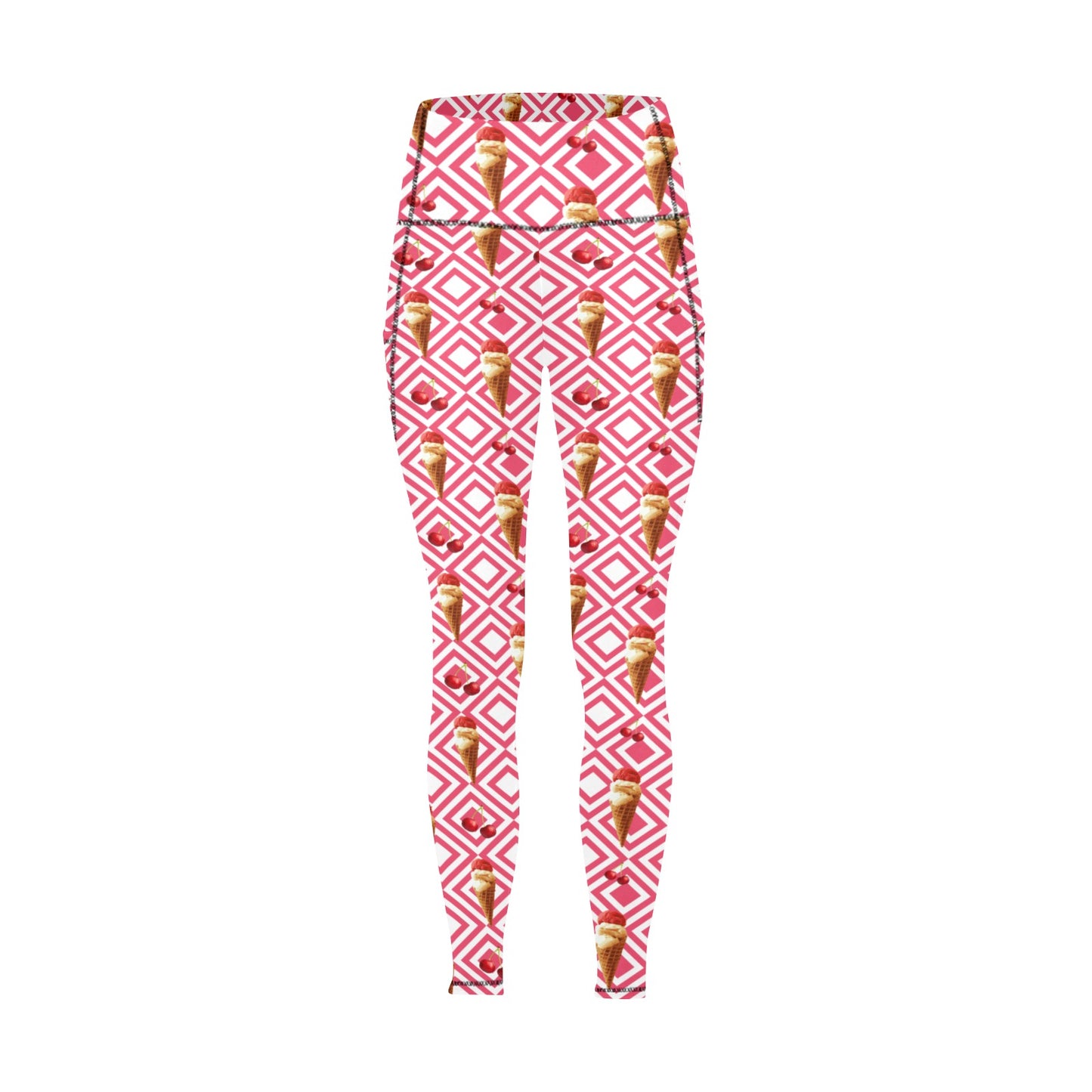 Cherry Ice-cream - Women's Leggings with Pockets