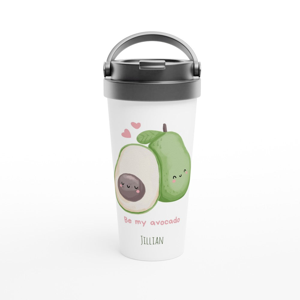 Be My Avocado - White 15oz Stainless Steel Travel Mug Default Title Travel Mug Globally Fulfilled