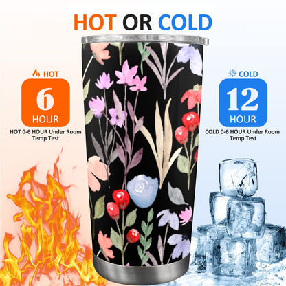 Floral Watercolour - 20oz Travel Mug with Clear Lid Clear Lid Travel Mug Plants