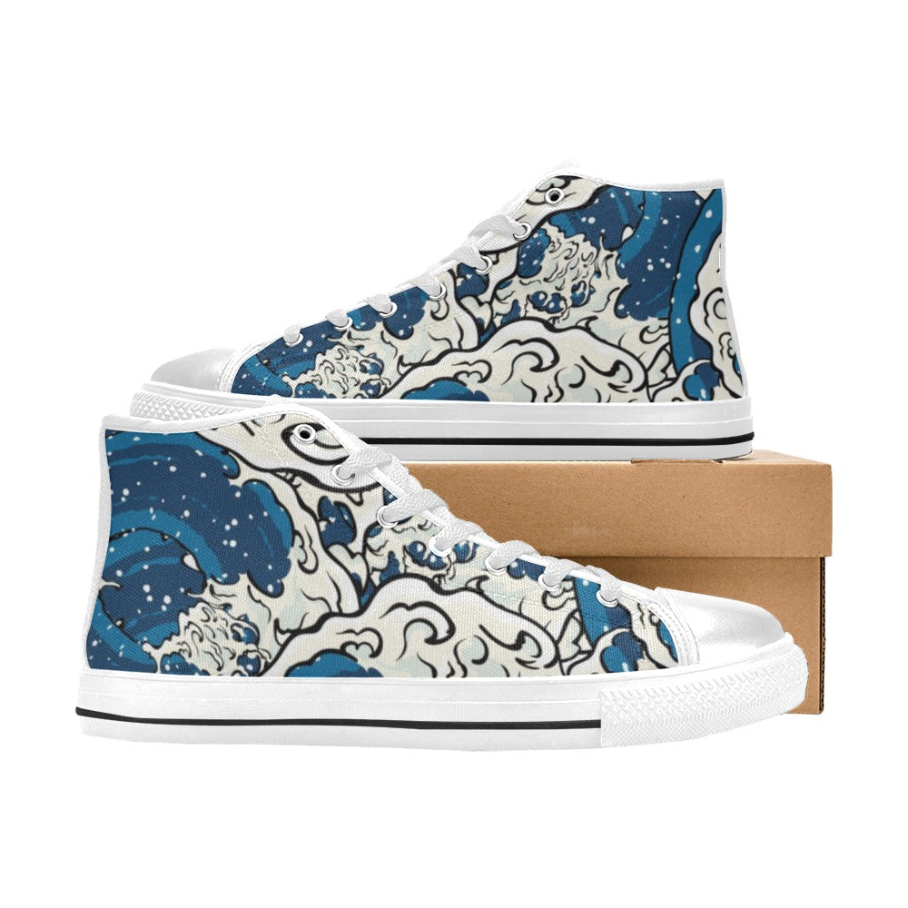 Waves - Women's High Top Canvas Shoes