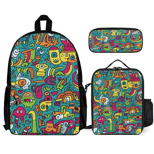 Crazy Characters - School Backpack Three Piece Set