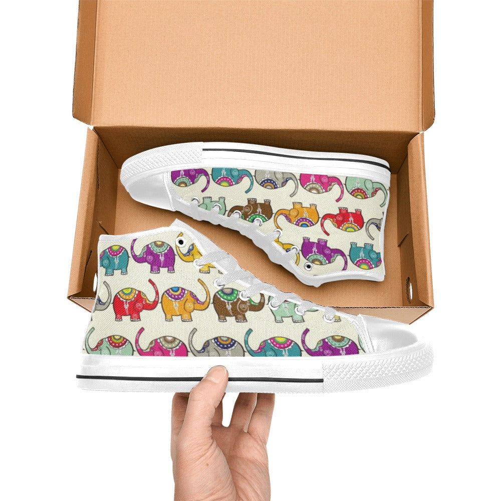 Elephants - Women's High Top Canvas Shoes