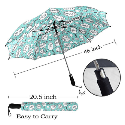 Comic Book Speech Bubbles - Semi-Automatic Foldable Umbrella Semi-Automatic Foldable Umbrella