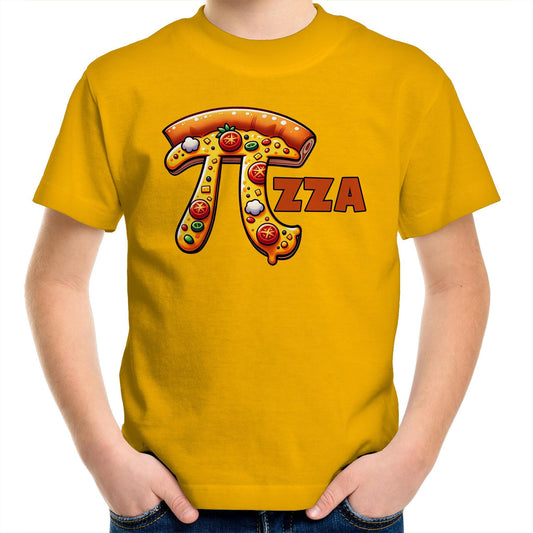 Pi Pizza - Kids Youth T-Shirt Gold Kids Youth T-shirt Food Maths Printed In Australia Science