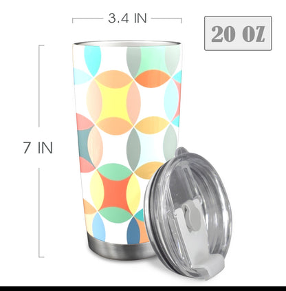 Circles - 20oz Travel Mug with Clear Lid 20oz Travel Mug / Tumbler Printed Offshore