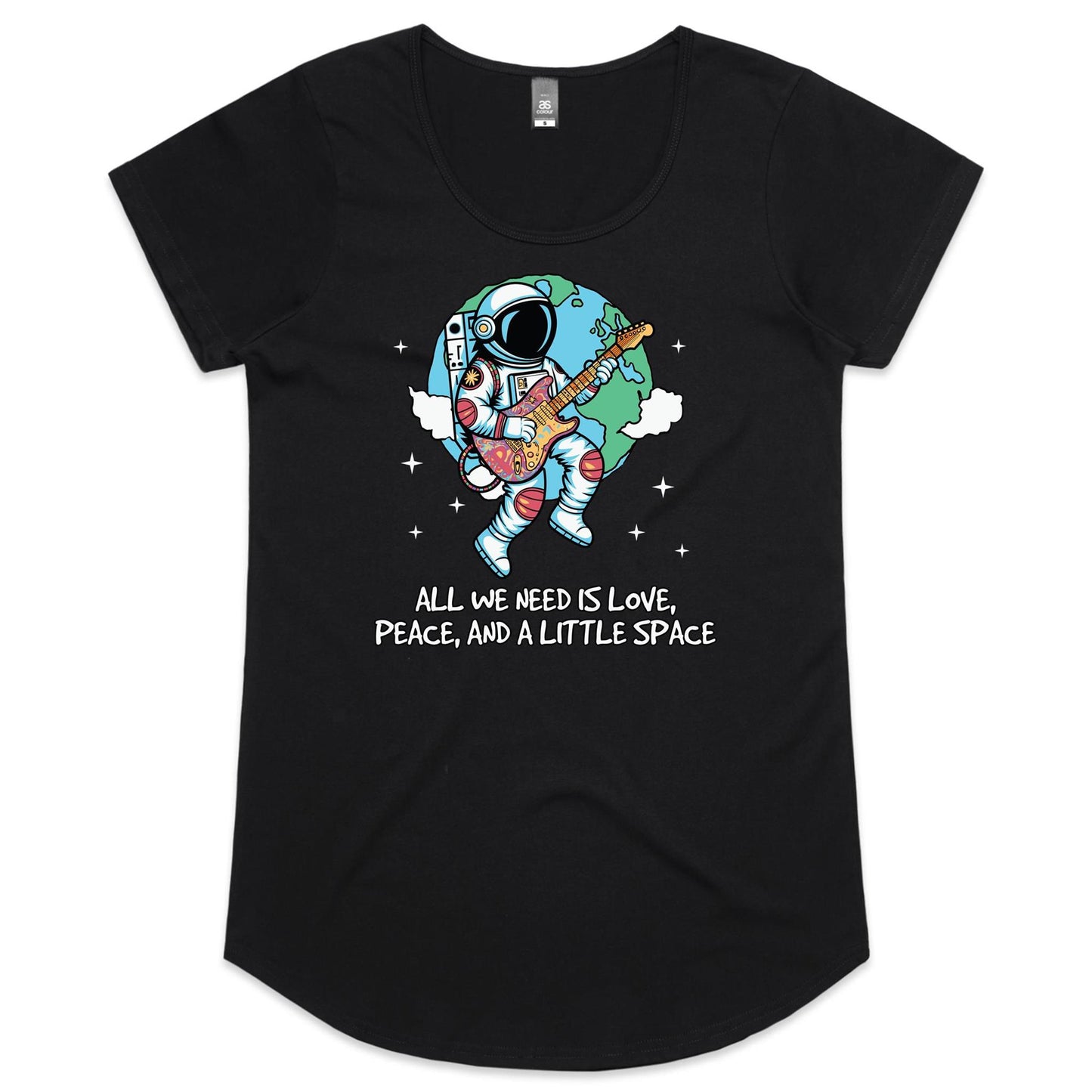 Astronaut, All We Need Is Love, Peace And A Little Space - Womens Scoop Neck T-Shirt