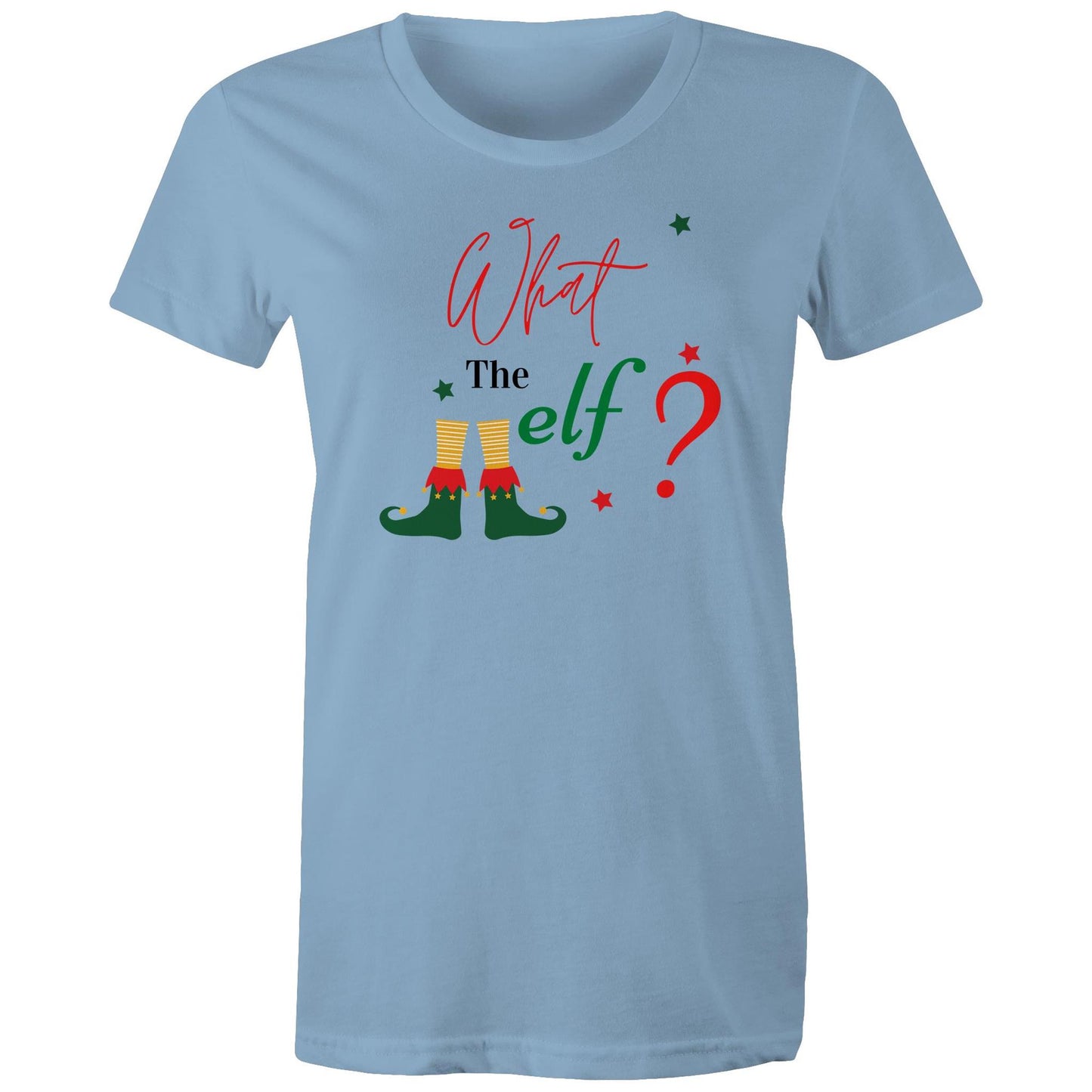 What The Elf, Christmas - Womens T-shirt Carolina Blue Womens Christmas T-shirt Christmas Printed In Australia