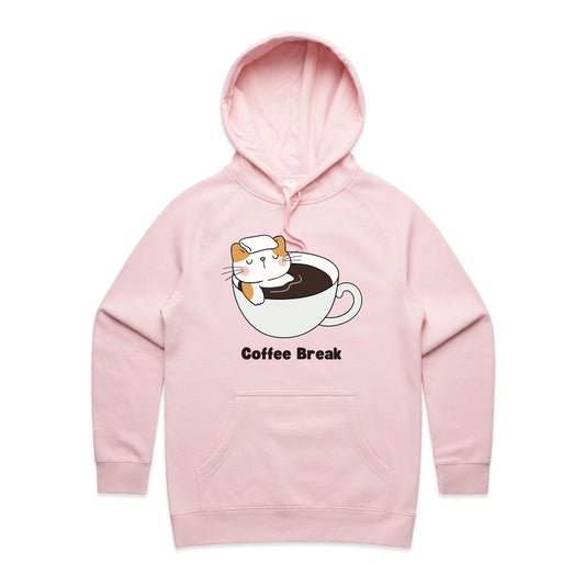 Cat Coffee Break - Women's Supply Hood Pink Womens Supply Hoodie animal Coffee