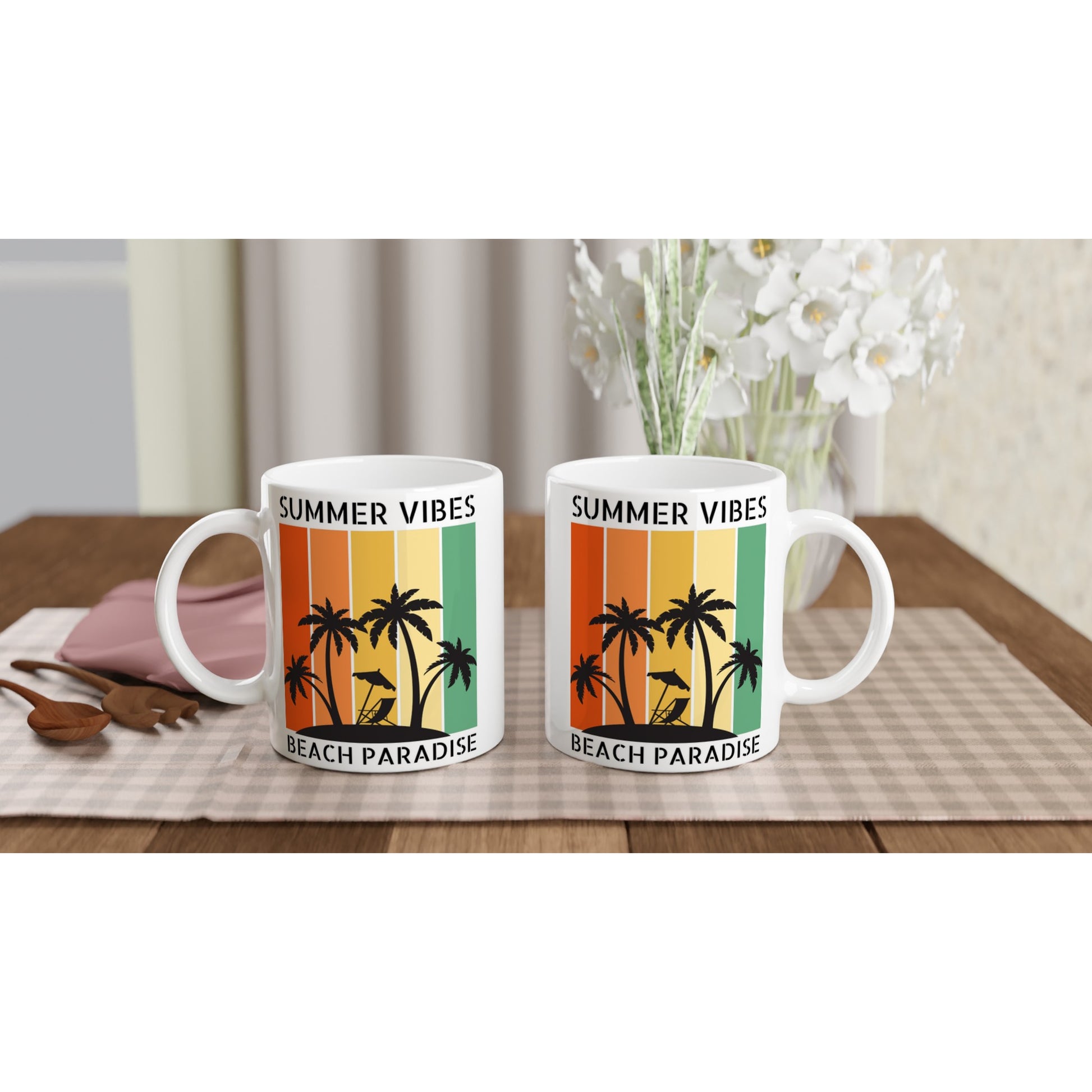 Summer Vibes - White 11oz Ceramic Mug White 11oz Mug Globally Fulfilled Summer