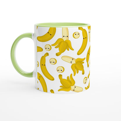 Happy Bananas - White 11oz Ceramic Mug with Colour Inside Ceramic Green Colour 11oz Mug food