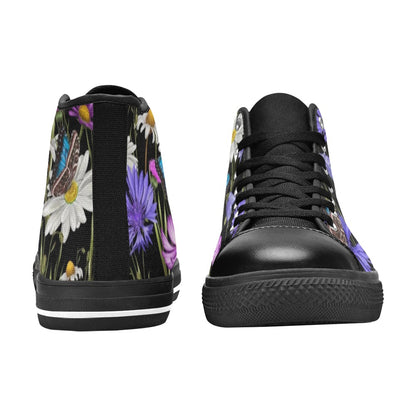 Butterfly Flowers - Women's High Top Canvas Shoes