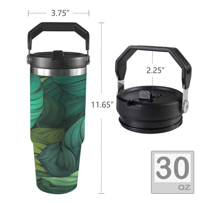 Tropical Leaves - 30oz Tumbler with Top Handle