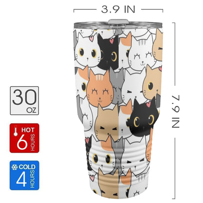 Cute Cartoon Cats - 30oz Insulated Stainless Steel Mobile Tumbler