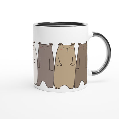 Bears In A Row - White 11oz Ceramic Mug with Colour Inside Colour 11oz Mug animal