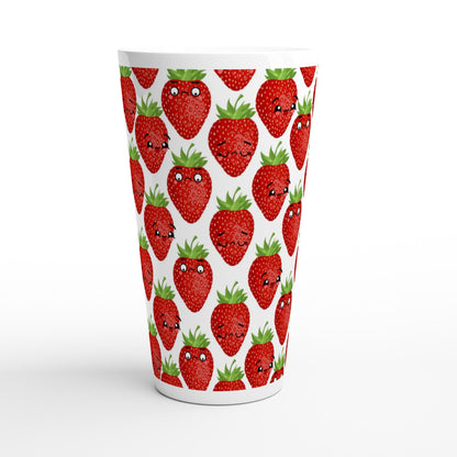 Strawberry Characters - White Latte 17oz Ceramic Mug Latte Mug food