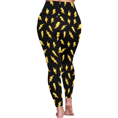 Lightning Bolts - Womens High Waist Leggings (Sizes 16-22)