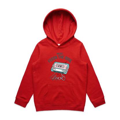 Music Feeds The Soul, Cassette Tape - Youth Supply Hood Red Kids Hoodie Music Retro