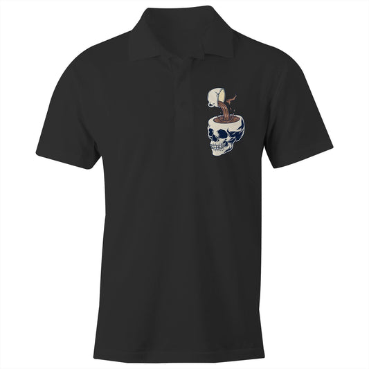 Coffee Skull - Chad S/S Polo Shirt, Printed Black Polo Shirt Coffee