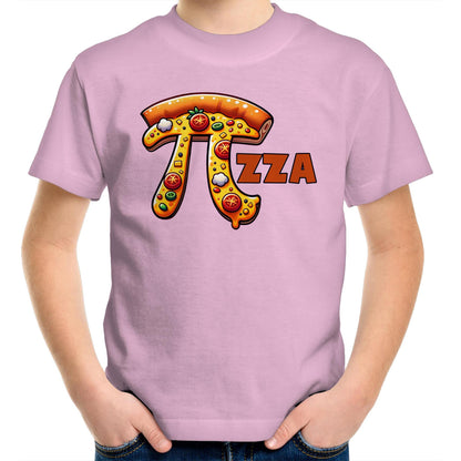 Pi Pizza - Kids Youth T-Shirt Pink Kids Youth T-shirt Food Maths Printed In Australia Science