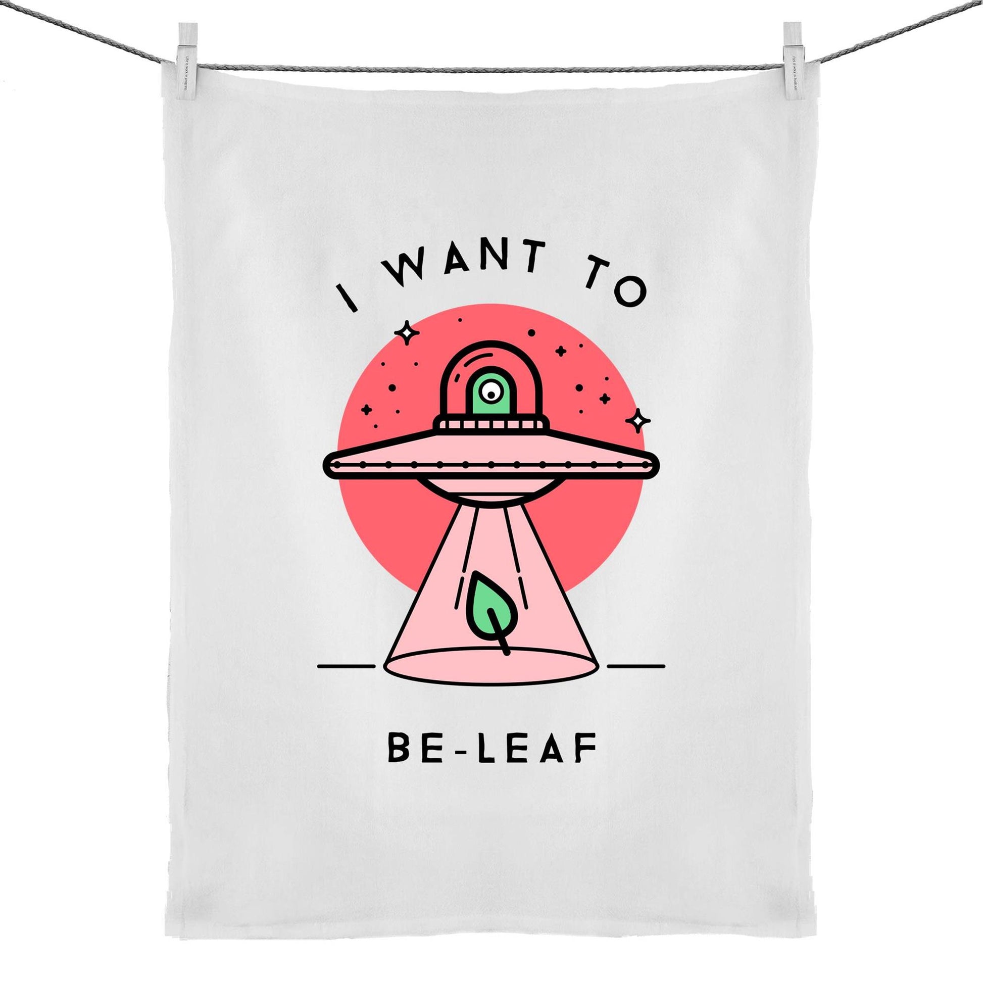 I Want To Be-Leaf - 50% Linen 50% Cotton Tea Towel Default Title Tea Towel Sci Fi
