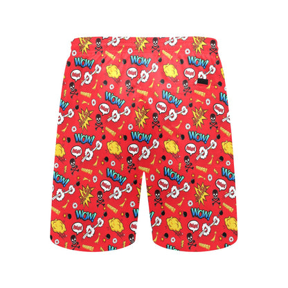 Comic Book Red - Men's Mid-Length Beach Shorts