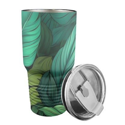 Tropical Leaves - 30oz Insulated Stainless Steel Mobile Tumbler