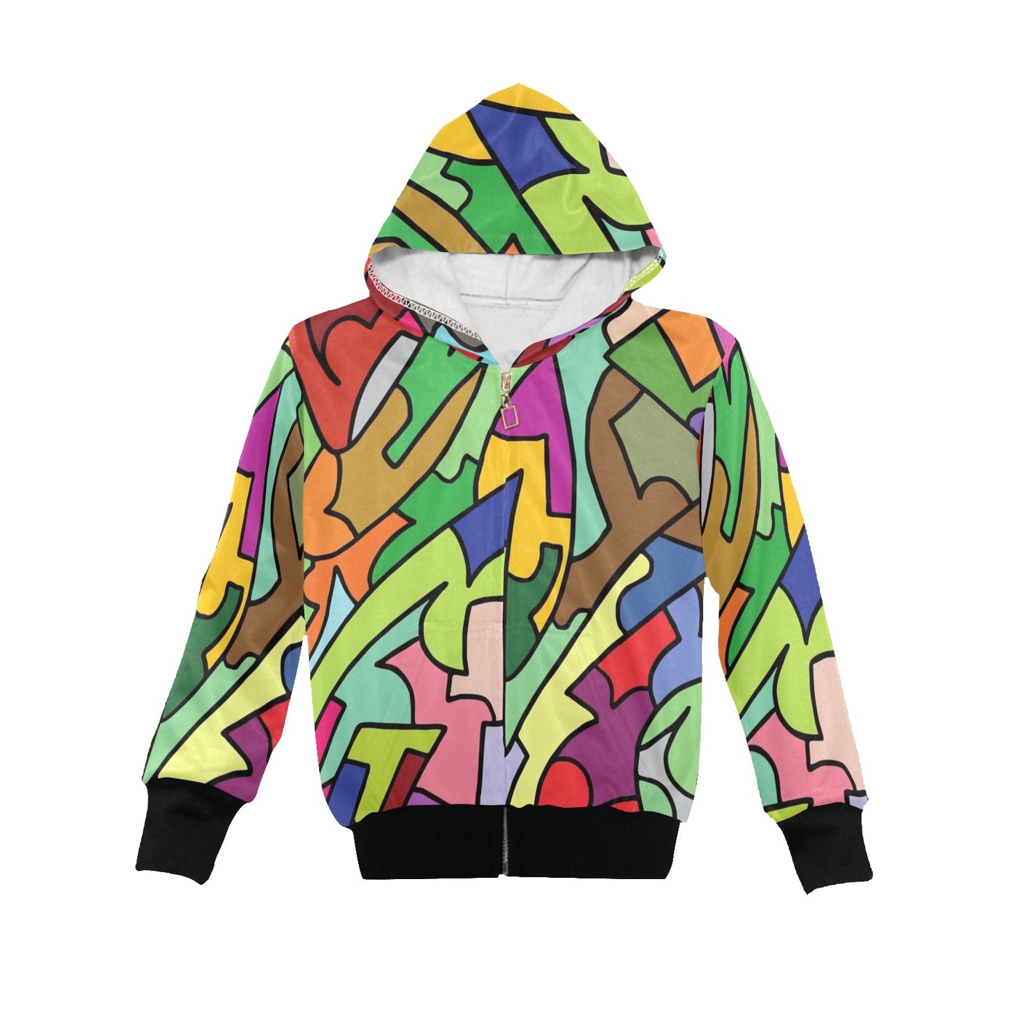 Bright Abstract - Junior Boys Zip Up Hoodie