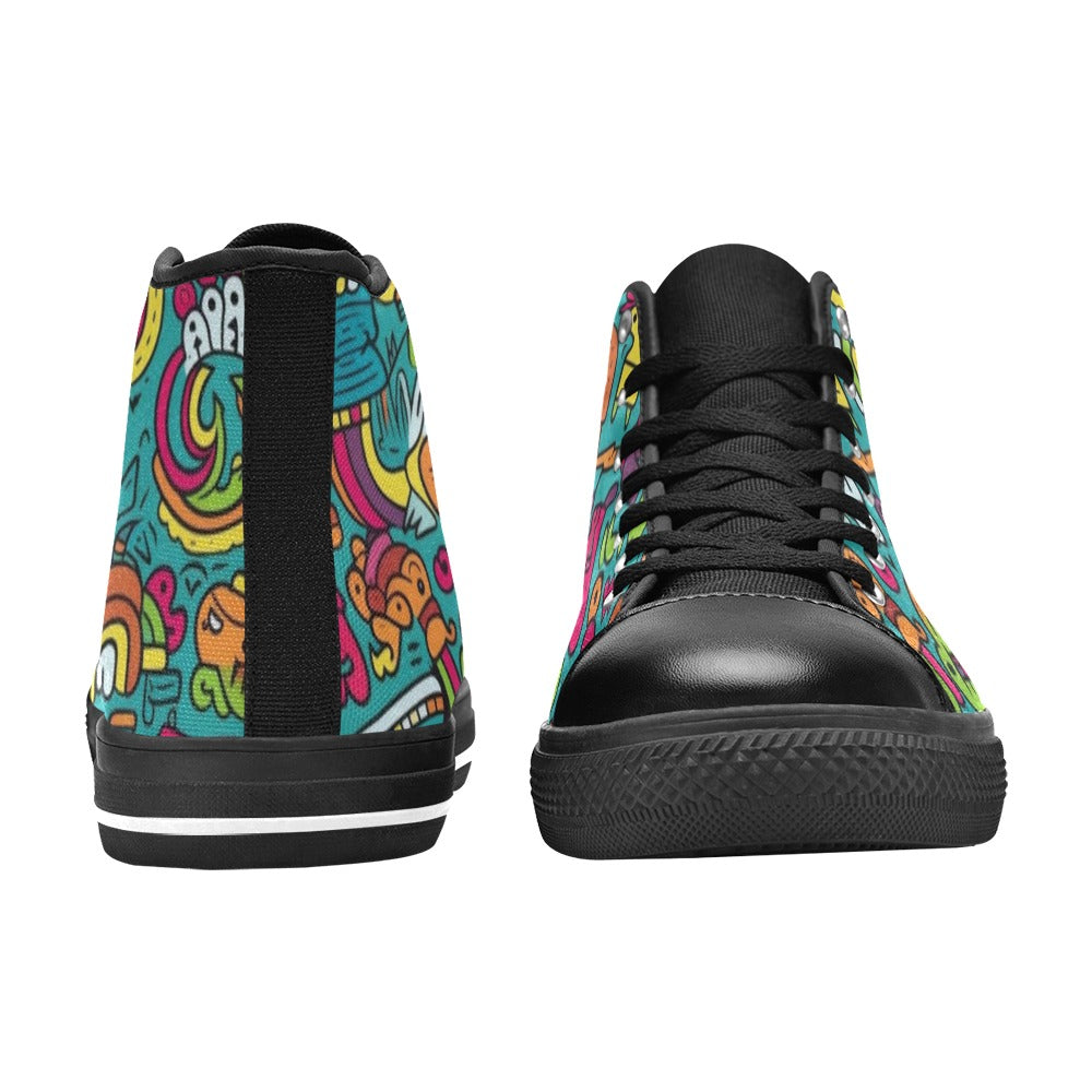 Crazy Characters - Kids High Top Canvas Shoes