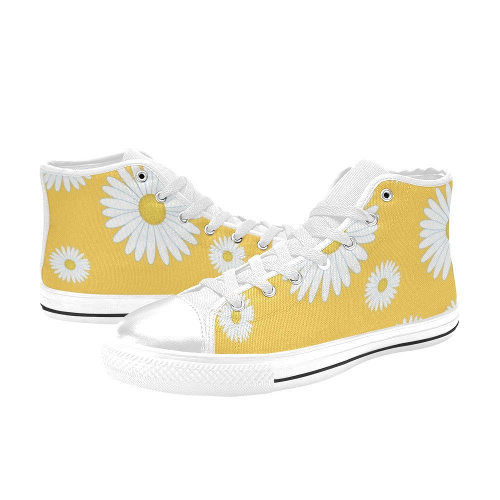 Daisy On Yellow - Women's High Top Canvas Shoes